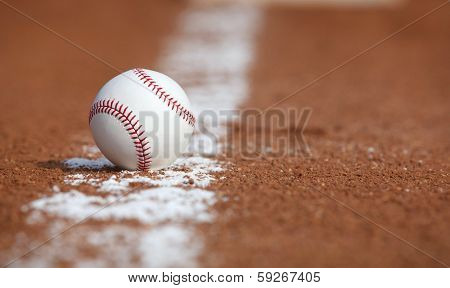 Baseball on the Infield Chalk Line