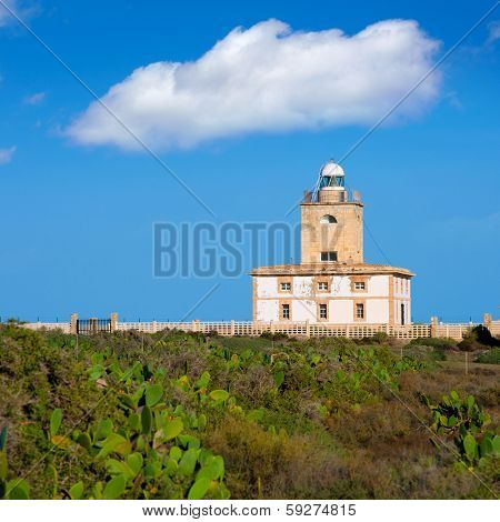 Tabarca island Lighthouse in Alicante Spain at Mediterranean sea