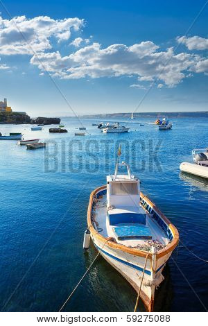 Tabarca island boats in Alicante Valencia Province of Spain