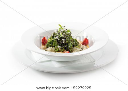 Ravioli with Cheese and Spinach and with Pumpkin Cream