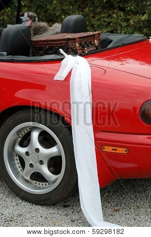 Red wedding car.