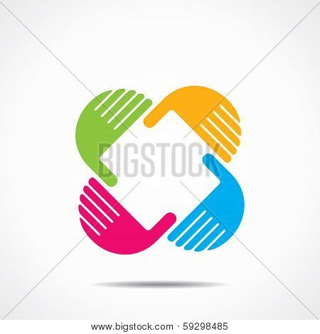 creative hand icon, arrange hand and make square shape