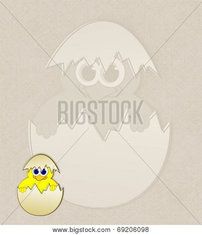 Easter Chick In Eggshell - Watermark Illustration