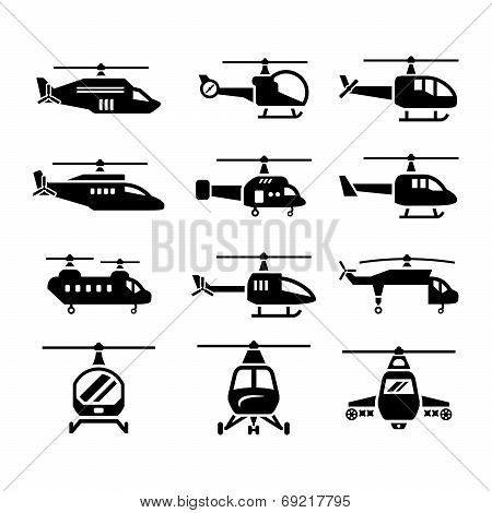 Set Icons Of Helicopters
