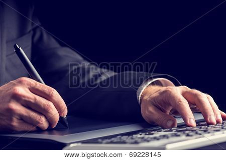 Businessman Typing On A Computer Keyboard