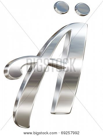 Chrome solid alphabet isolated on white - A umlaut
