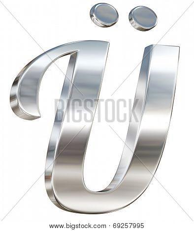 Chrome solid alphabet isolated on white - U umlaut