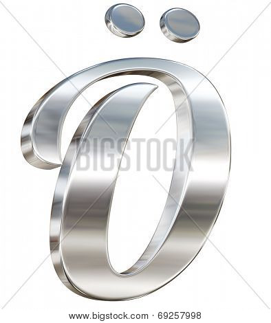 Chrome solid alphabet isolated on white - O umlaut