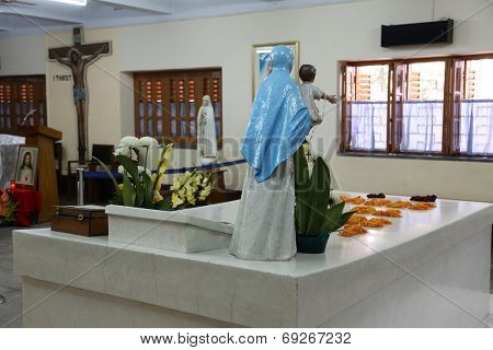 KOLKATA, INDIA - FEB 07, 2014: Tomb of Blessed Teresa of Calcutta, commonly known as Mother Teresa (26 August 1910ÃÂ¢Ã?Ã?5 September 1997), was Catholic missionary who lived for most of her life in India