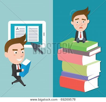 Funny flat character smart education concept