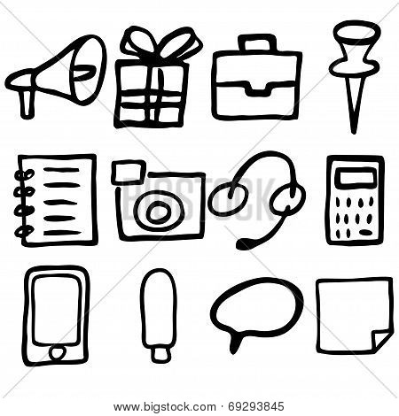 Hand drawn icons made in vector. Multimedia design elements set.
