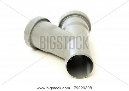 New gray drain pipe, isolated on white