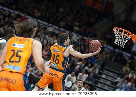 VALENCIA, SPAIN - DECEMBER 30: Vives (16) during Spanish League match between Valencia Basket Club and Juventut at Fonteta Stadium on December 30, 2014 in Valencia, Spain