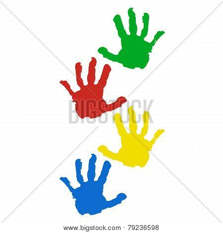 Hand Prints Isolated On White Background