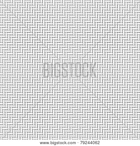 Black And White Geometric Seamless Pattern With Weave Style.