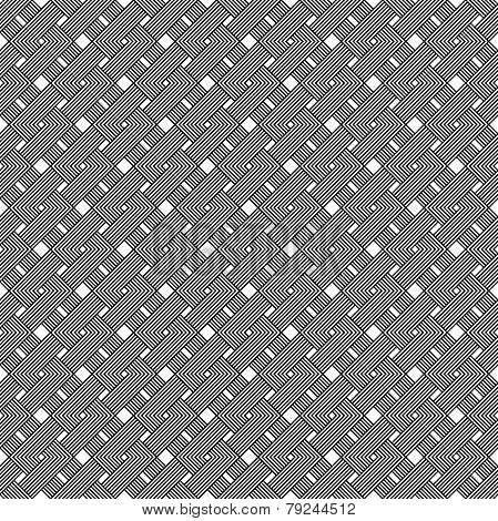 Black And White Geometric Seamless Pattern With Weave Style.
