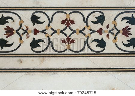 Detail Decorative Of Taj Mahal, India