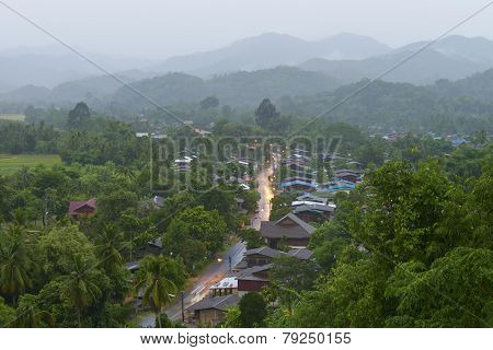 Tranquil Village In North Of Thailand.