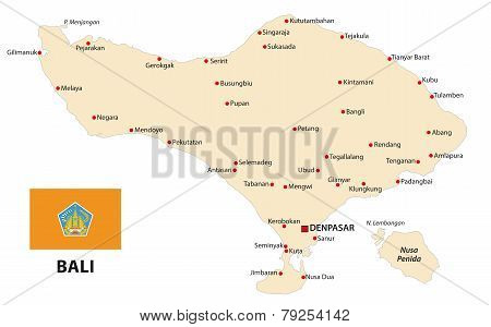 Bali Map With Flag