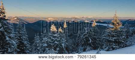 Sunrise In Winter Mountains - Greater Fatra, Slovakia