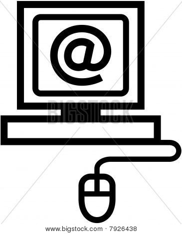 Počítač připojený k Internetu - vektorové ilustrace
