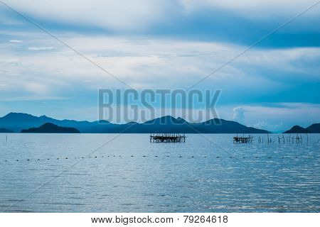 Seascape with Mountains in Blue