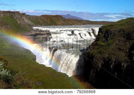 Icelandic landscape with waterfall