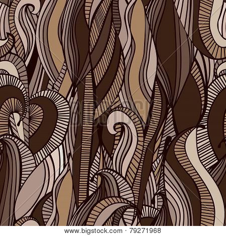 Abstract Chocolate Waves Seamless Pattern