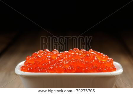 Red Caviar In White Bowl Closep
