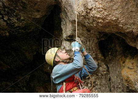 Cavers work out rescue operations in caves.