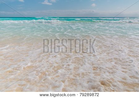 Ocean Waves, White Sand Beach, Caribbean Sea.