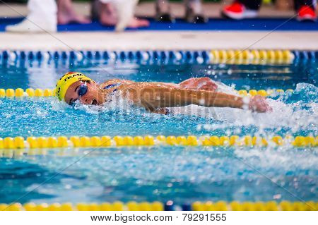 Milan - December  23:    E. Albenzi (italy)  Performing In  Swimming Meeting Brema Cup On December