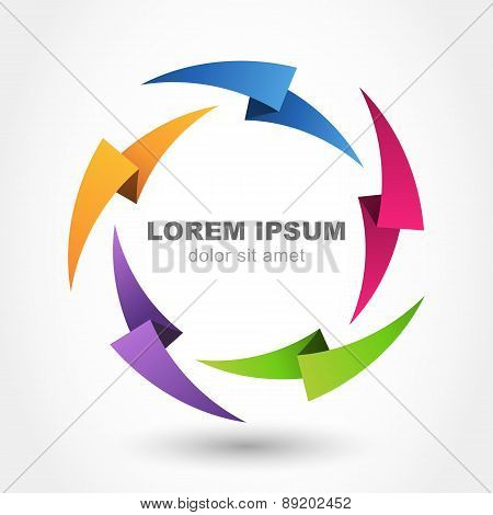 Vector Logo Design Template. Multicolor Lightning Background. Abstract Infinity Loop Symbol. Concept
