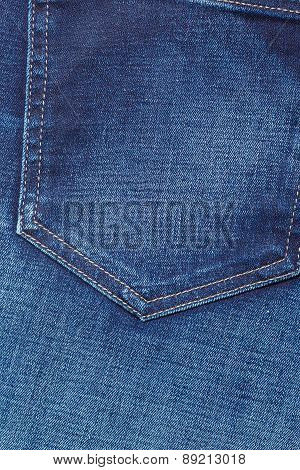 Closeup Detail Of Blue Denim Pocket
