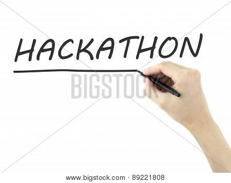 Hackathon Word Written By Man's Hand