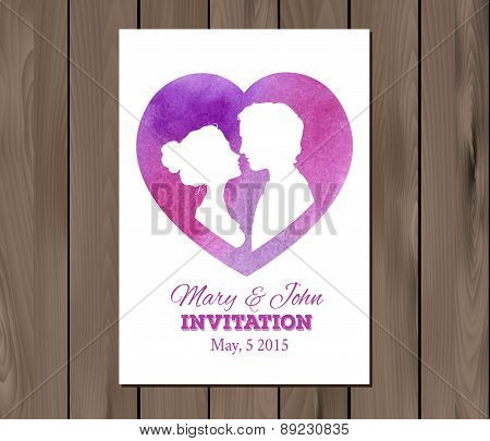 Vector save the date wedding invitation with watercolor elements