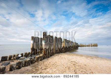 Baltic Sandy Coast With Old Military Buildings From World War Ii