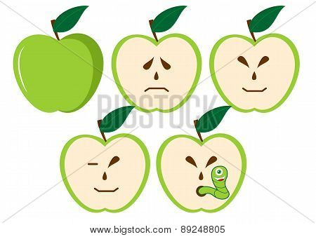 Green Apples With Different Characters