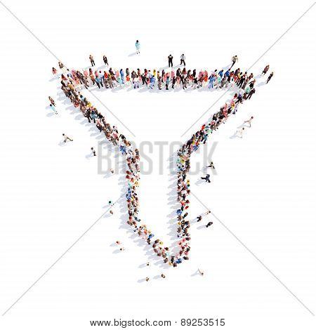 people in the form of a funnel.