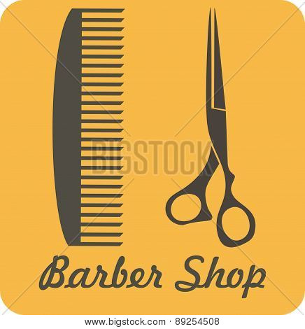 Comb And Scissors Icon Vector