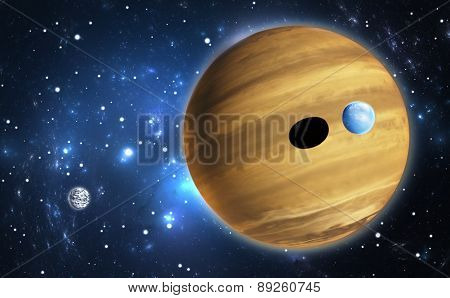 Extrasolar Planet. Gas Giant With Moons.