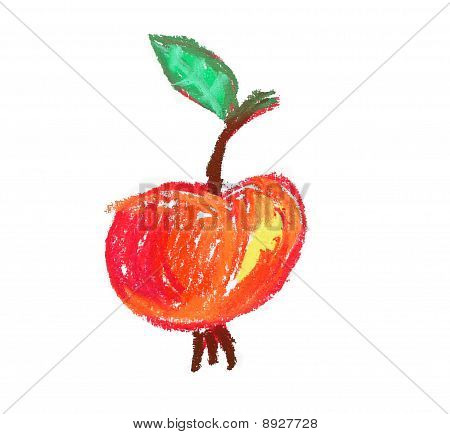 แอปเปิ้ลกับรูปวาดใบไม้ที่แยกต่างหาก