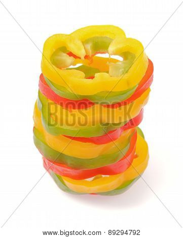 Slice Bell Pepper Isolated On White Background