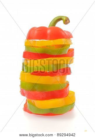 Slice Bell Pepper Isolated On White Background
