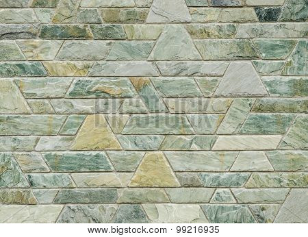 Pattern Of Green Slate Stone Wall Surface