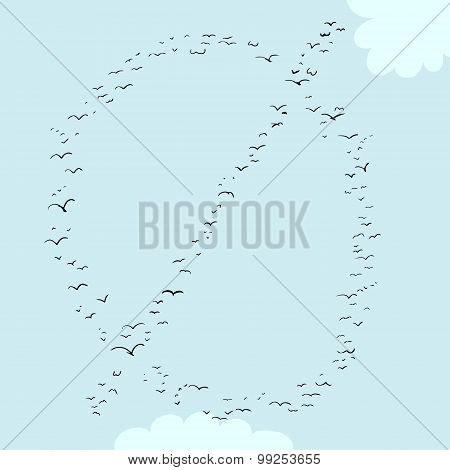 Bird Formation In Minuscule O