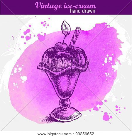 Vintage hand drawn vanilla ice cream