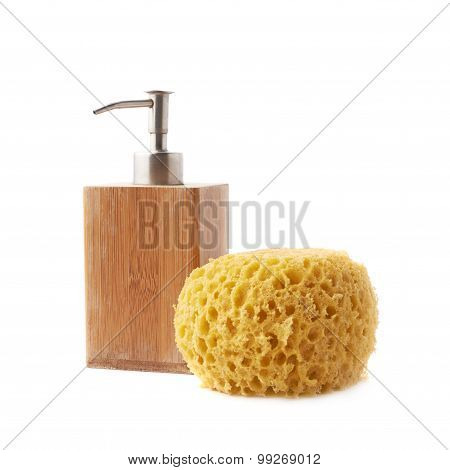 Soap dispenser and yellow sponge
