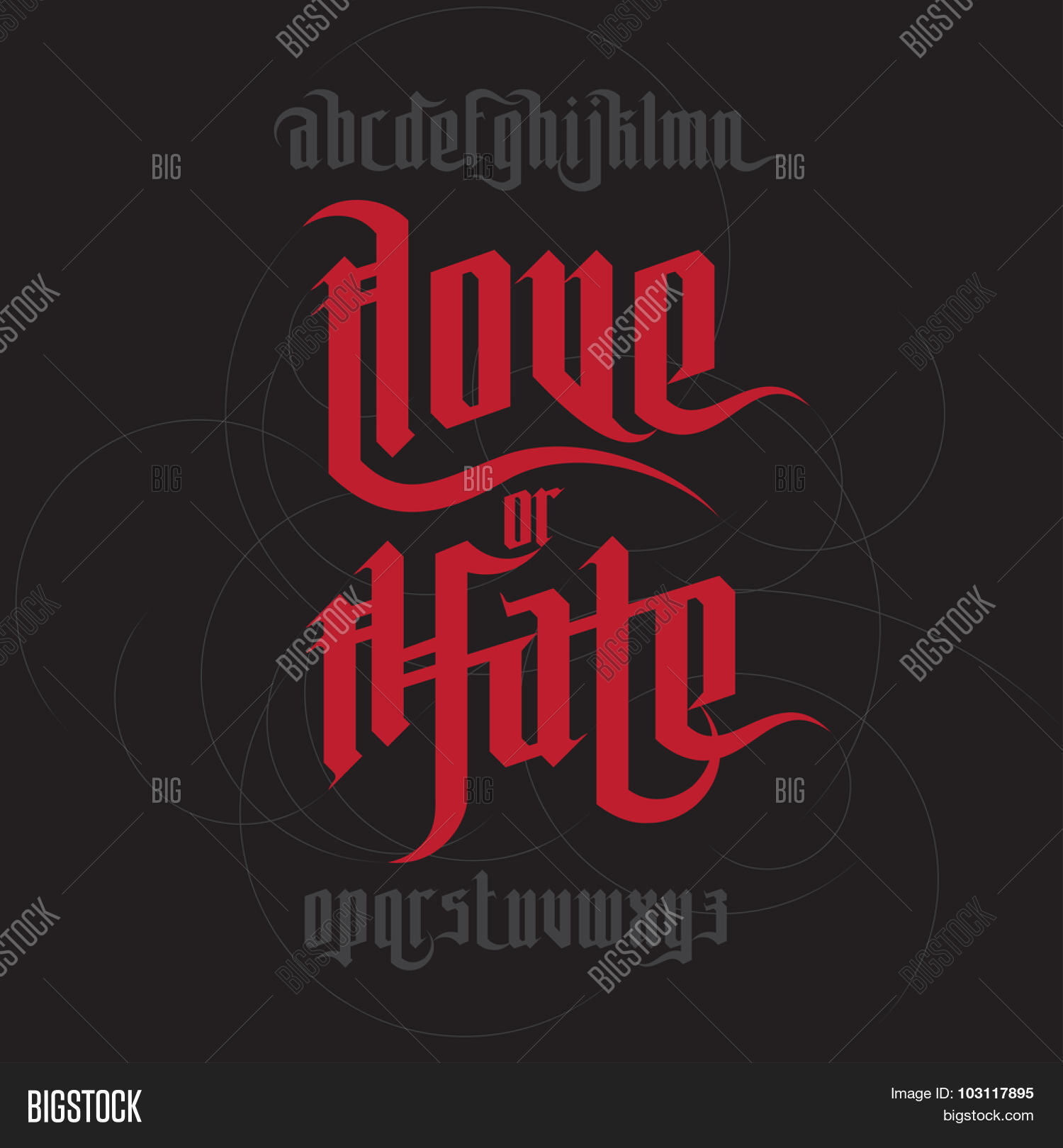 Love Hate Lettering. Vector & Photo (Free Trial) | Bigstock