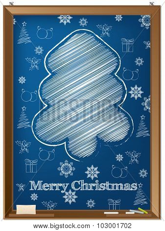 Chalkboard Greeting Card Design With Scribbled Tree